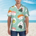 thumbnail image 5 of Uemuo Kawaii Sushi Printed Regular Fit Short Sleeve Casual Hawaiian Shirt for Men,Aloha shirt,Tropical shirt,Floral print shirt,Vacation Beach shirt-Large, 5 of 9