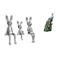 thumbnail image 1 of Elegante colección de esculturas de animales de la familia de conejos y pavos reales para mesa, armario, estantería, dormitorio, oficina, sala de esta, 1 of 8