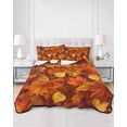 thumbnail image 2 of Quilts Twin Size Bedding Set, Fall Lightweight Quilted Comforter, Autumn Modern Country Abstract Maple Leaf Textured Soft Reversible Bedspread Coverlet with Pillow Covers for All Season, 68" x 86", 2 of 7