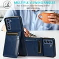 thumbnail image 5 of REQO Phone Case for Samsung Galaxy S21 FE Gaxaly S 21 FE 5G with Tempered Glass Screen Protector Credit Card Holder Wallet Cover Stand Leather Cell Glaxay S21FE5G UW S21FE 21S G5 Women Men Blue, 5 of 7
