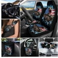 thumbnail image 2 of Yuyamidu 15 PCS Boa Car Seat Covers Set American Flag Steering Wheel Cover Seat Belt Pads Trash Bin Air Vent Storage Organizer Rear View Mirror Cover Coasters Key Chain, 2 of 7