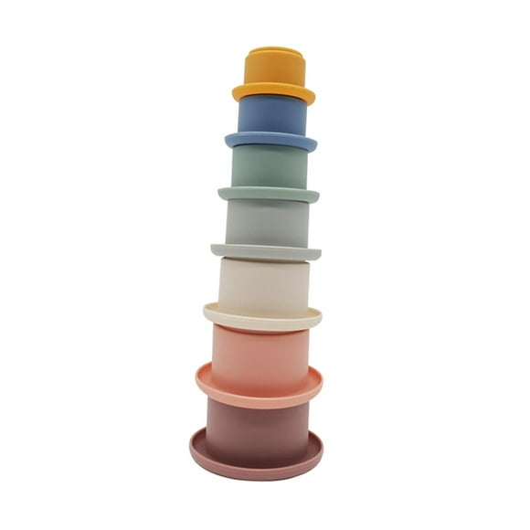 7pcs Tazas apibles Juguete de baño suave y orificios de drenaje para ños Zulema vasos apilables juguetes
