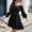 Black, variant on Women's Fashion Casual Solid Color Elastic One Line Collar Porosity Leaf Long Sleeve With Belt With Off The Shoulder Chiffon Dress Ruffle Summer Dress Sports Dress for Women Summer Dresses Drawstring