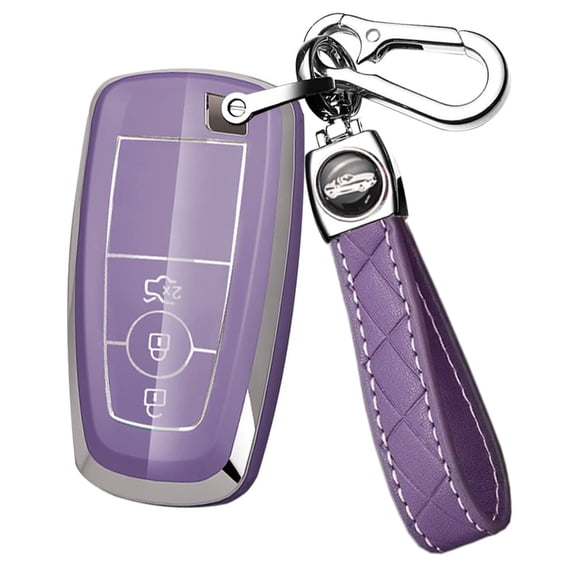 3-Button Key Fob Cover Fit for Ford Explorer F150 Smart Remote Control Key Case with Keychain for Explorer Mustang Edge Fusion Escape