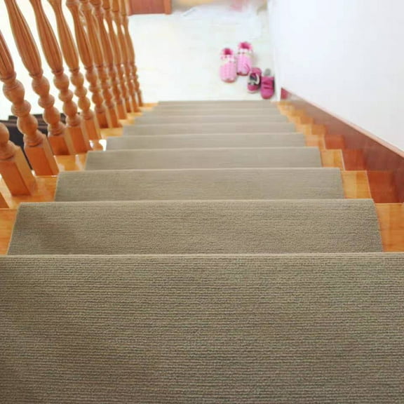 Miumaeov Comfortable Soft Stair Treads Plush Carpet Non-Slip 13-Pack 7.8" x 21.6" Beige