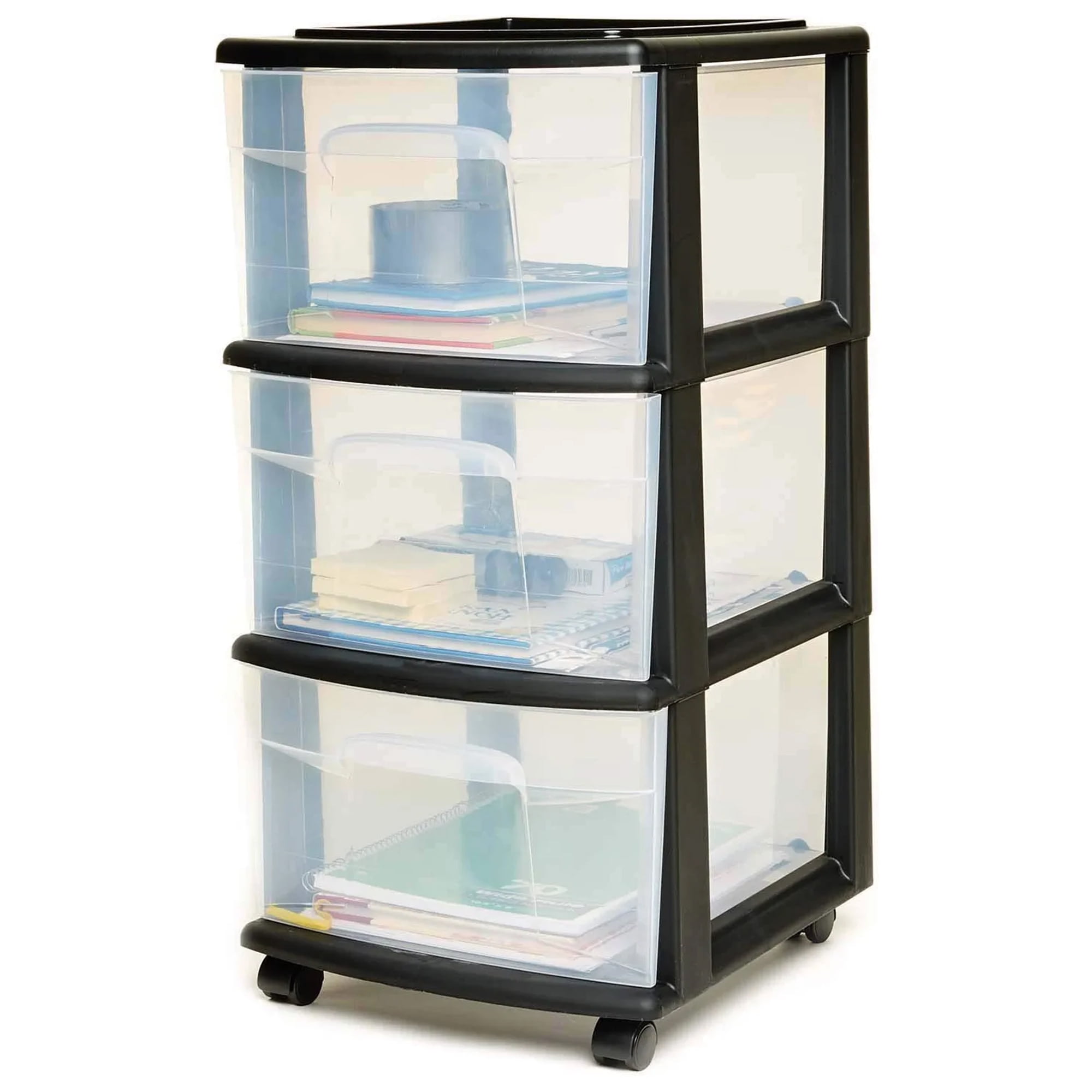 Homz Plastic 3 Clear Drawer Small Rolling Storage Container Tower, White  Frame, 1 Piece - Fry's Food Stores