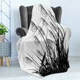 thumbnail image 4 of Black and White Soft Flannel Fleece Blanket, Silhouette of Bushes Wild Plants Wheat Field Twiggy Herbs Seasonal Picture, Cozy Plush for Indoor and Outdoor Use, 50" x 70", White Black, by Ambesonne, 4 of 5
