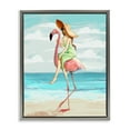 thumbnail image 5 of Stupell Industries Beach Woman Riding Pink Flamingo Tall Tropical Bird Luster Gray Framed Floating Canvas Wall Art, 16x20, by Ziwei Li, 5 of 5