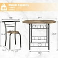thumbnail image 2 of XPOPR 3-Piece Wooden Round Table & Chair Set, Space Saving Kitchen Breakfast Nook Wood Grain Tabletop with Metal Frame and Built-in Wine Rack for Kitchen, Dining Room (Walnut/Black), 2 of 8