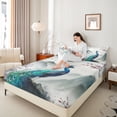 thumbnail image 4 of Homewish Floral Sakura Animal Peacock Twin Sheet Sets 3pcs for Adults Female Men Women,Japanese Style Twin Fitted Sheet Microfiber,Chic Flower Cherry Blossoms Breathable Flat Sheet, 4 of 7