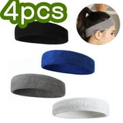 Terry Cloth Sweat Headbands for Men Sweat Wicking Headband Men's Black Head Sweat band Athletic Men's Headband 4 Pcs