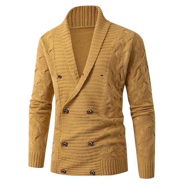 Suéter de chaqueta de cárdigan grueso de manga larga de color sólido informal para hombre Fridja po4259