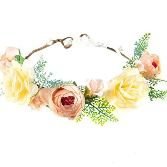 Dyfzdhu Headwear For Women Fashion Flower Hair Garland Crown Headband Floral Wreath Hairband
