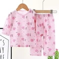 thumbnail image 2 of Conjunto de pijamas de algodón para niños y niñas, ropa transpirable de manga larga con diseño de gato, conejo y Animal, ideal para el verano, 2 of 4