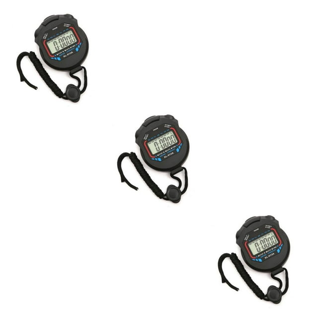 ZLight Sports Stopwatch Calendar Waterproof Shockproof Timer Clock Judgment Stop Watch Timing Function for Running 79X62X19mm 3Set