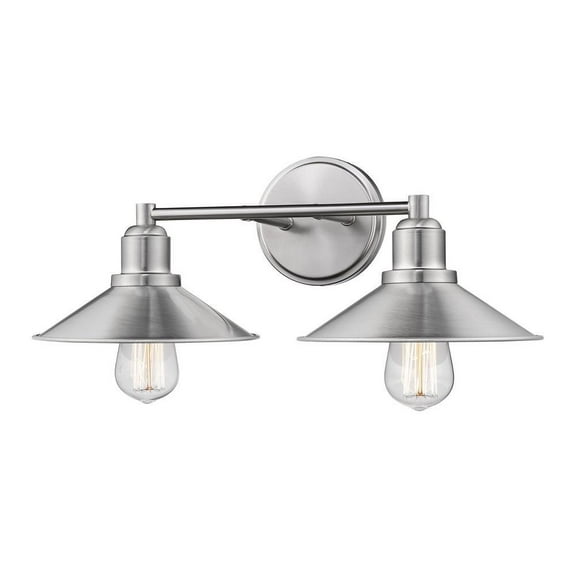 2 Light Vanity Light Fixture in Utilitarian Style 18 inches Wide By 9.75 inches High-Brushed Nickel Finish Bailey Street Home 372-Bel-2750847