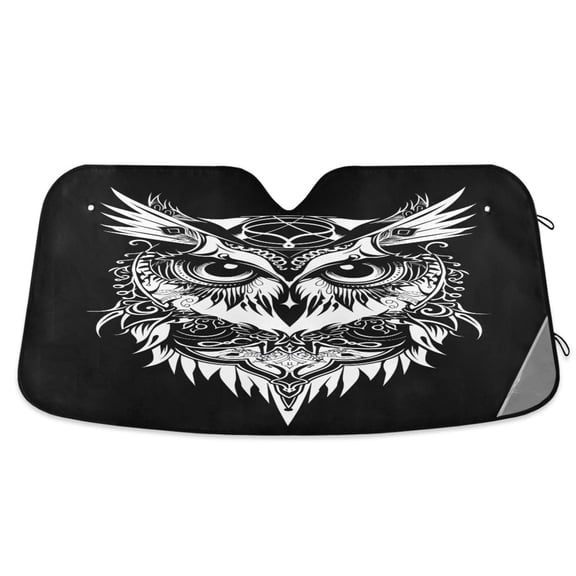 ALAZA Cool Owl on Black Windshield Sun Shade Car Foldable Sun Visor Block UV Rays Protector 55"x27.6"