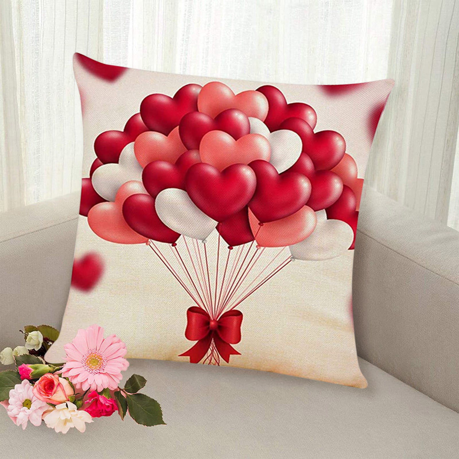 Red Love Heart Cushion Cover Pillow Case Sofa Home Valentine's Day Decor