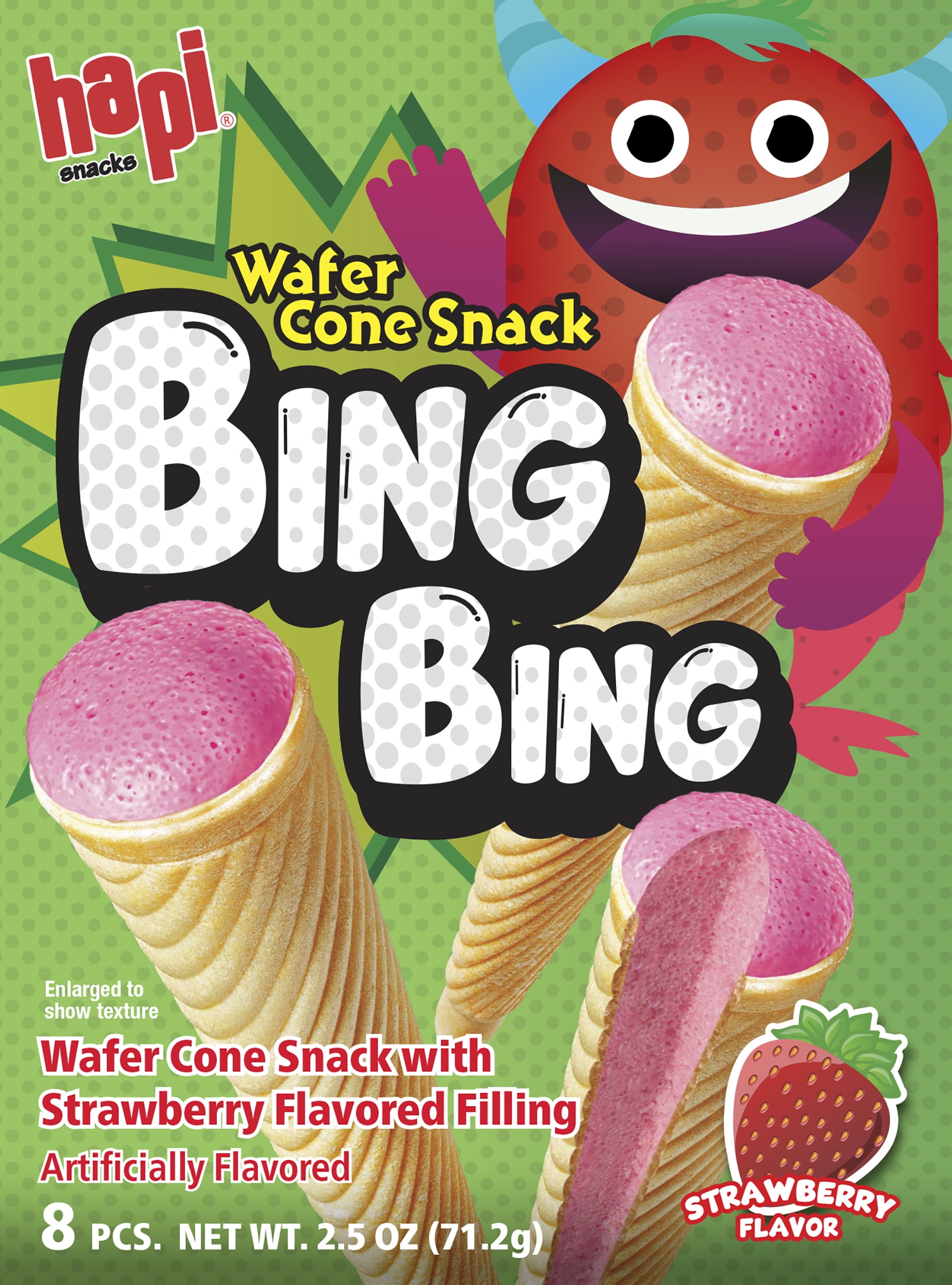 (5 pack) Hapi Bing Bing Wafer Cone Snack | Strawberry 2.5 oz