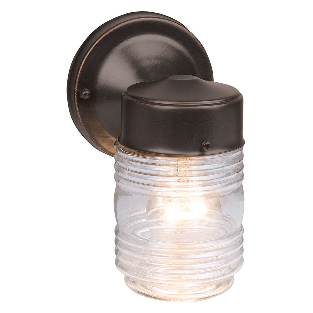 Design House 2-Pack Jelly Jar 1-Light Indoor/Outdoor Wall Sconce Light, Oil Rubbed Bronze