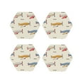 thumbnail image 2 of Kll Hexagon Drink Coasters Set Of 4,Pu Leather Absorbent Coasters Set Decorative Coffee Cup Coasters Housewarming Gift For Home Decor-Striped Vintage Planes, 2 of 9