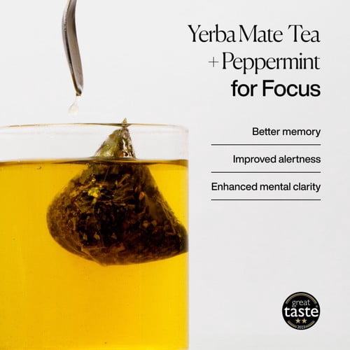 MISSION Focus Yerba Mate Tea Bags with Peppermint + Liquorice 15's, British Import (Pack of 3)