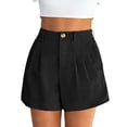 thumbnail image 4 of Womens Shorts Summer Elastic High Waist Zipper Button Tailored Shorts Casual Pleated Beach Vacation Clothes, 4 of 5
