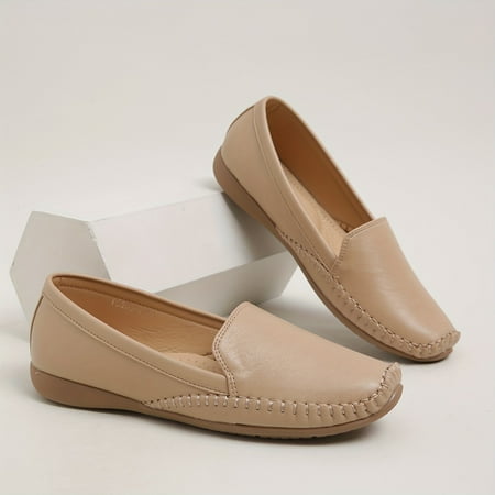 

Women s Metal Decor Flat Shoes Slip On Shoes Lightweight Faux Elegant Point Toe Leather Shoes