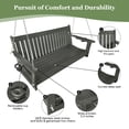 thumbnail image 3 of HDPE 3-Seater Porch Swing, 5-ft Bench Swing with Foldable Cup Holders,18/8 Stainless Steel Hardware, High Backrest and Deep Contoured Seat (Grey, 5-feet), 3 of 6