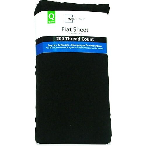 Mainstays 200 Thread Count Rich Black Flat Sheet, 1 Each