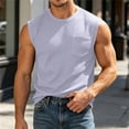 thumbnail image 5 of Muscle Shirt for Men Sleeveless Crew Neck Solid Color Sports Athletic Pullover Tee with Pocket Fathers Gift, 5 of 8