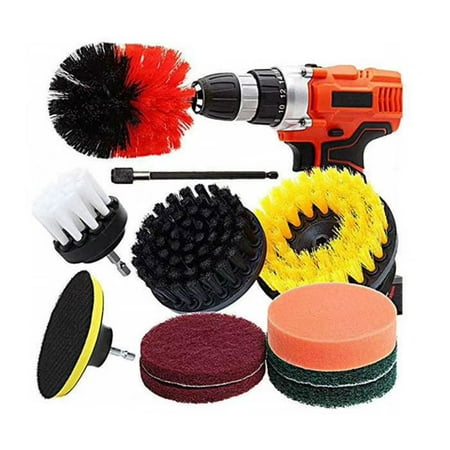 

With Metal Shaft Drill Brush Attachment Set Cleaning Tools Power Scrubber Floor