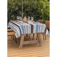 thumbnail image 3 of Outdoor Tablecloth with Umbrella Hole for Patio/Picnic/Party/Camping, Blue Brown Striped Waterproof Table Cloth Rectangle Table Cover Washable, Farmhouse Stripes Modern Abstract Art (60"x 120"), 3 of 8