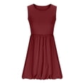 thumbnail image 2 of Cethrio Girls Summer Dresses with Puff, Fashion Crew Neck Casual Sleeveless Midi Dresses Wine Size 9-10 T, 2 of 5