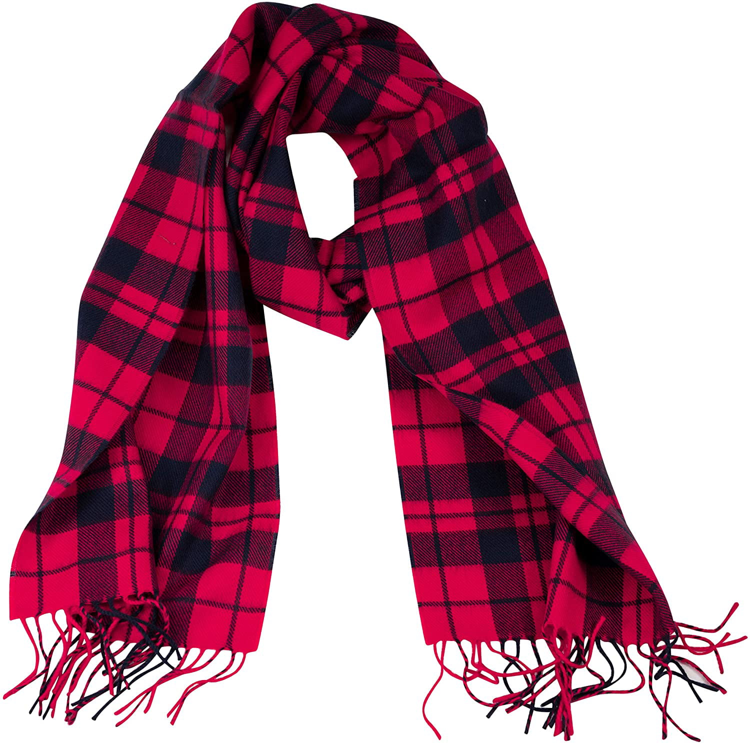 Men's 100% CASHMERE Scarf RED Checked Plaid Design Soft  MADE IN SCOTLAND 