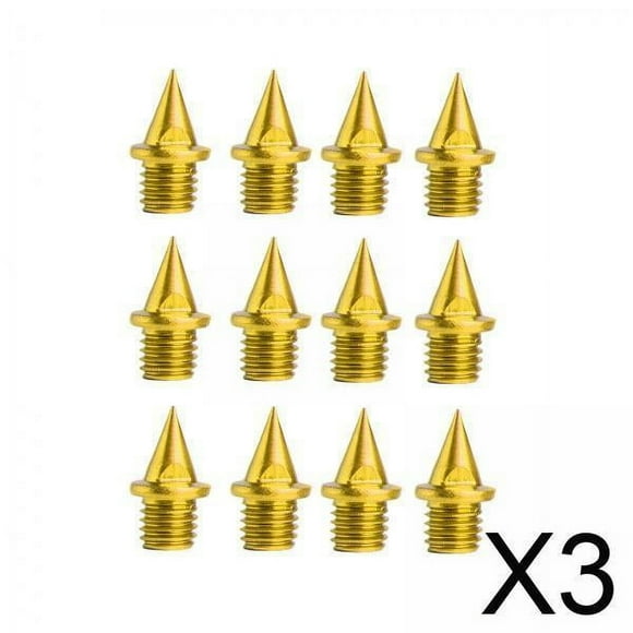 DYNWAVECA 3x12 Pieces Track and Field Running Spikes Track Spikes for Competition Sports Gold