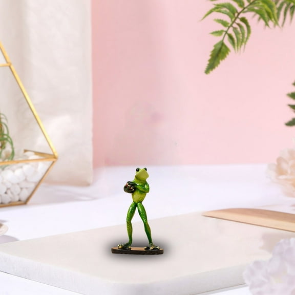 YILANP Frog Figurines Decor Funny Cute Craft Resin Frog Sculpture Statue for Home Office Desk Tabletop Bathroom Decoration, Ornament Gift (A)