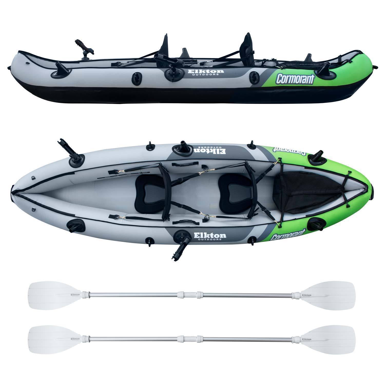 Elkton Outdoors Comorant 2 Person Kayak, 10 Foot Inflatable Fishing Kayak, Full Kit! - image 2 of 11