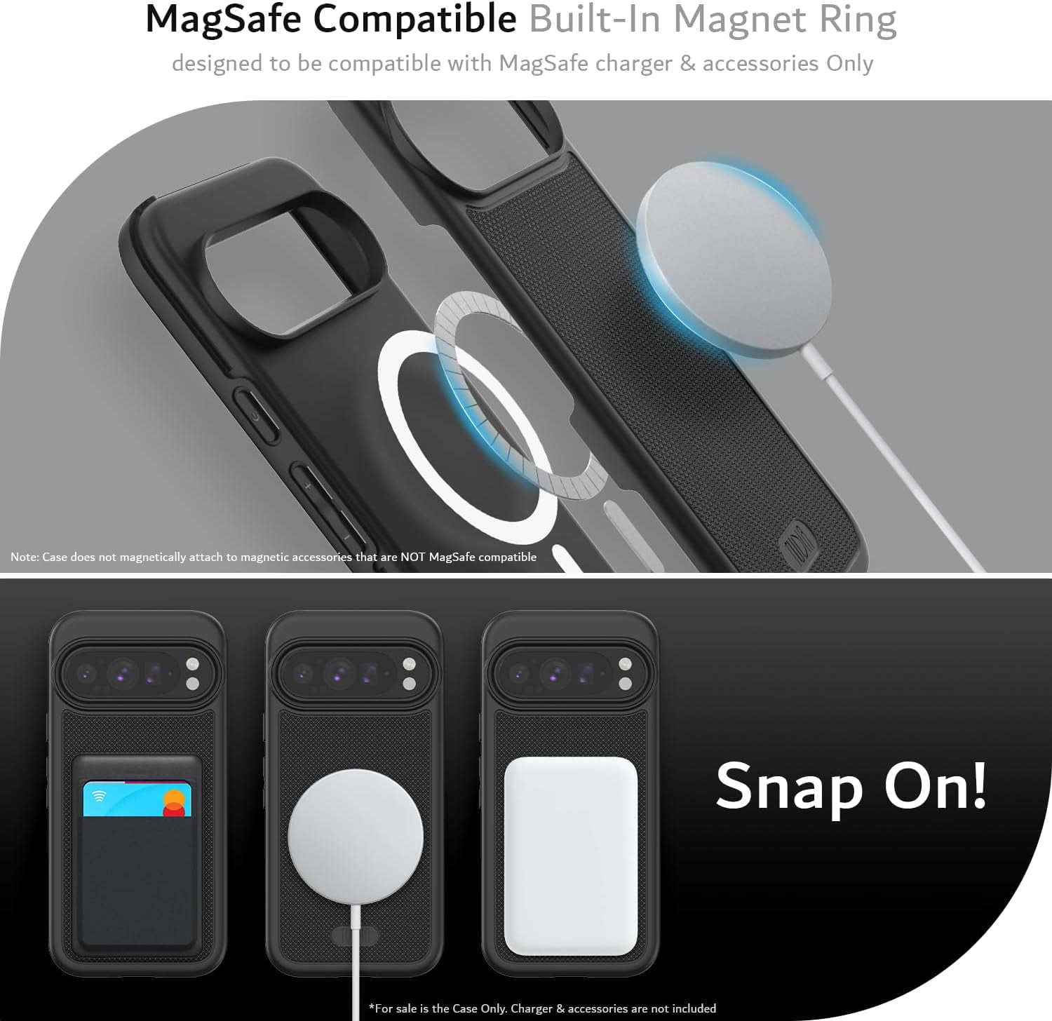 TUDIA MergeGrip Magsafe Compatible Google Pixel 9 Case / Pixel 9 Pro Case - Matte Black