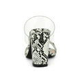 thumbnail image 2 of BLISSFUL STEP Women's Snake Print Snakeskin Block Heels Sandals White Snakeskin 10, 2 of 8