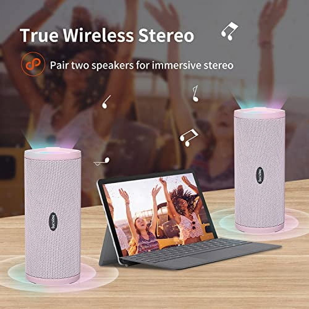 HEYSONG Portable Bluetooth Speaker, 16W, Pink, REVERB