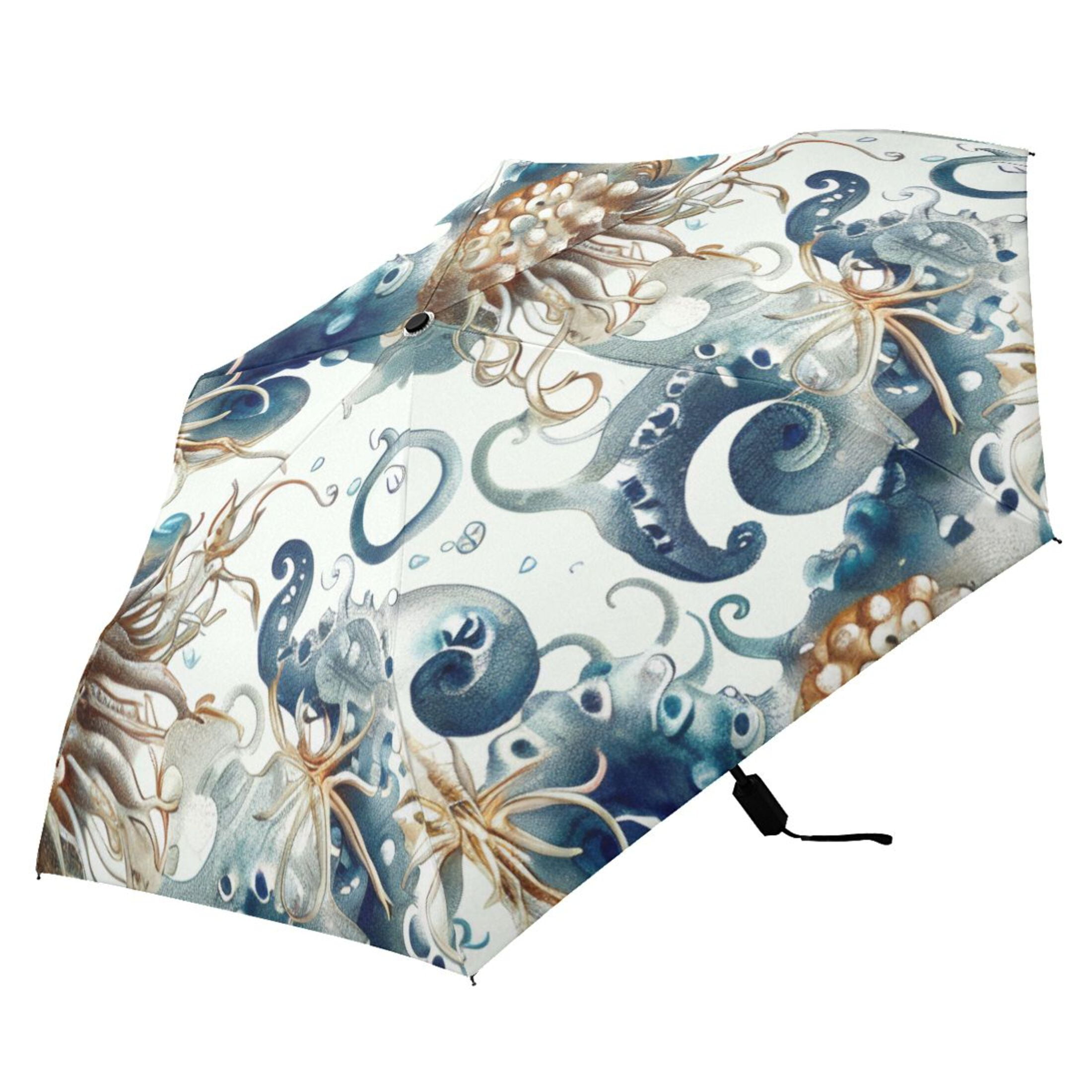 ALAZA Abstract Octopus Starfish UPF 50+ Compact Folding Umbrella for Rain Travel Umbrella Packable