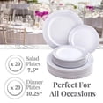 thumbnail image 4 of DISPOSABLE 40 PC DINNERWARE SET | 20 Dinner Plates | 20 Salad Plates | Heavy Duty Plastic Dishes | Elegant Fine China Look | Bella Collection (Silver), 4 of 6