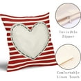 thumbnail image 3 of Valentines Day Pillow Covers 16X16 Inch Red White Stripes White Heart Decorative Square Pillow Cases Valentine''s Day Cotton Linen Throw Pillows Set of 2 Home Decor for Sofa Porch Couch Outdoor, 3 of 6