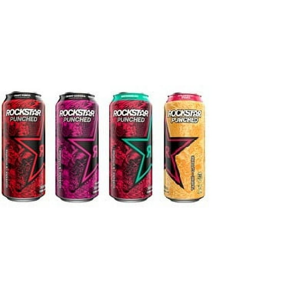 Rockstar Energy Drink Punched, 4 Flavor Variety Pack, 16oz Cans (16 Pack)