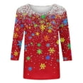 thumbnail image 5 of HOMBOM Shirts for Women 3/4 Sleeve Plus Size Holiday Crewneck Xmas Merry and Bright Graphic Females T Shirts, 5 of 5