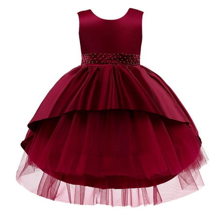 

Edvintorg 12M-5Y Toddler Bow Baby Princess Dress Clearance Casual Net Yarn Embroidery Rhinestone Bowknot Birthday Party Gown Long Dresses Summer Girls Dress