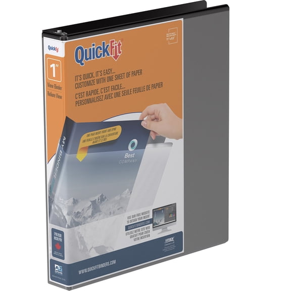 Stride® QuickFit® Round-Ring View Binder, 1" Rings, 200-Sheet Capacity, Black