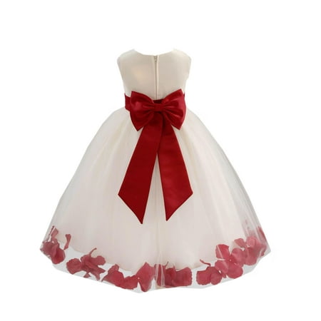 

Ekidsbridal Wedding Pageant Rose Petals Ivory Tulle Flower Girl Dress Junior Bridesmaid Summer Easter Communion 302T 6