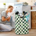 thumbnail image 5 of Yayeee Freestanding Laundry Hamper with Handle Collapsible Large Storage Basket for Clothes, Green and White Plaid Pattern, 5 of 7